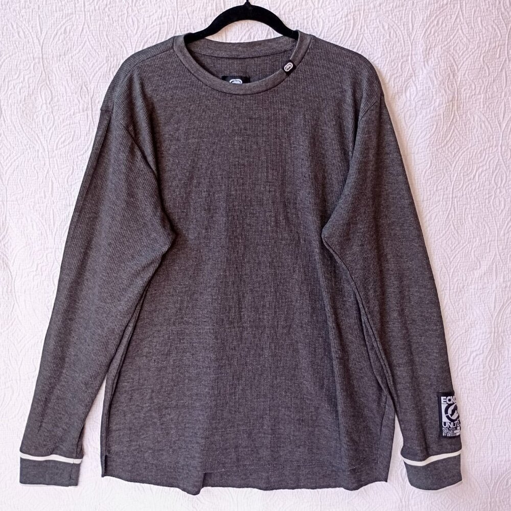 Ecko Unltd. Mens Gray Long Sleeve Thermal Shirt 2XL Cotton Blend